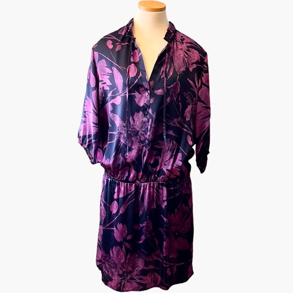 Sisley Silk Printed Mini Dress, Purple, Large - Picture 5 of 11